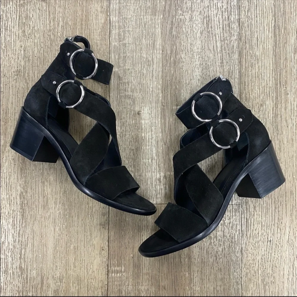 rag & bone Mari Heeled Sandal Black Suede Size 8 - Picture 1 of 9